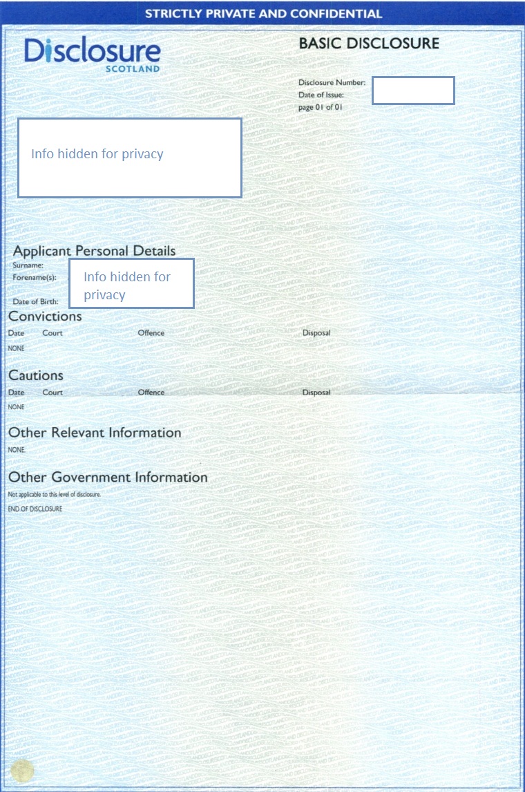 Disclosure Scotland Form Example