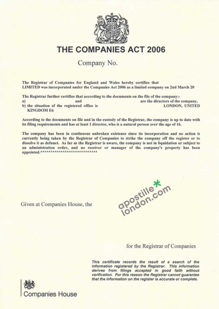 Certificate of Good Standing Example Document Certificate of Good Standing Example Document