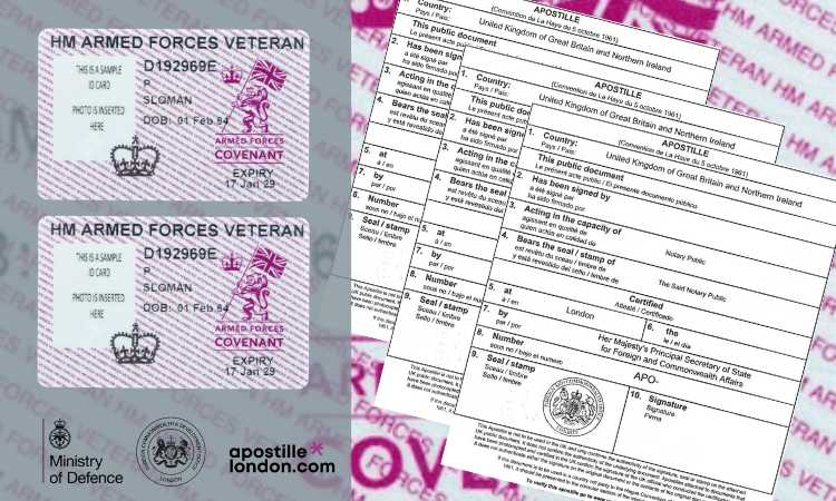 Apostille for a UK Armed forces ID card – example Apostille for a UK Armed forces ID card - example