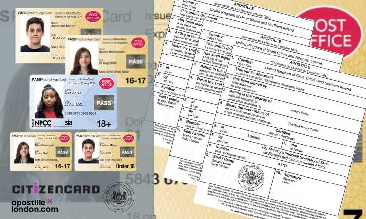 UK post office PASS card with apostille mockup