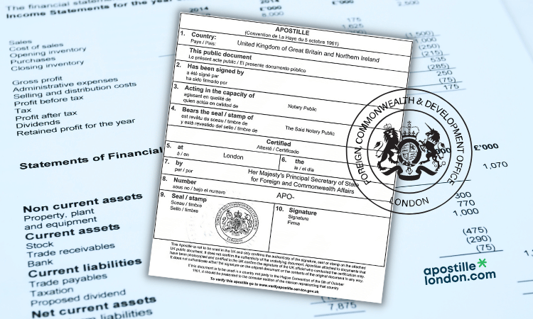Getting an apostille for financial statements
