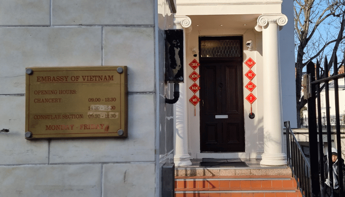 Embassy of S.R. Vietnam in London (Entrance Sign)
